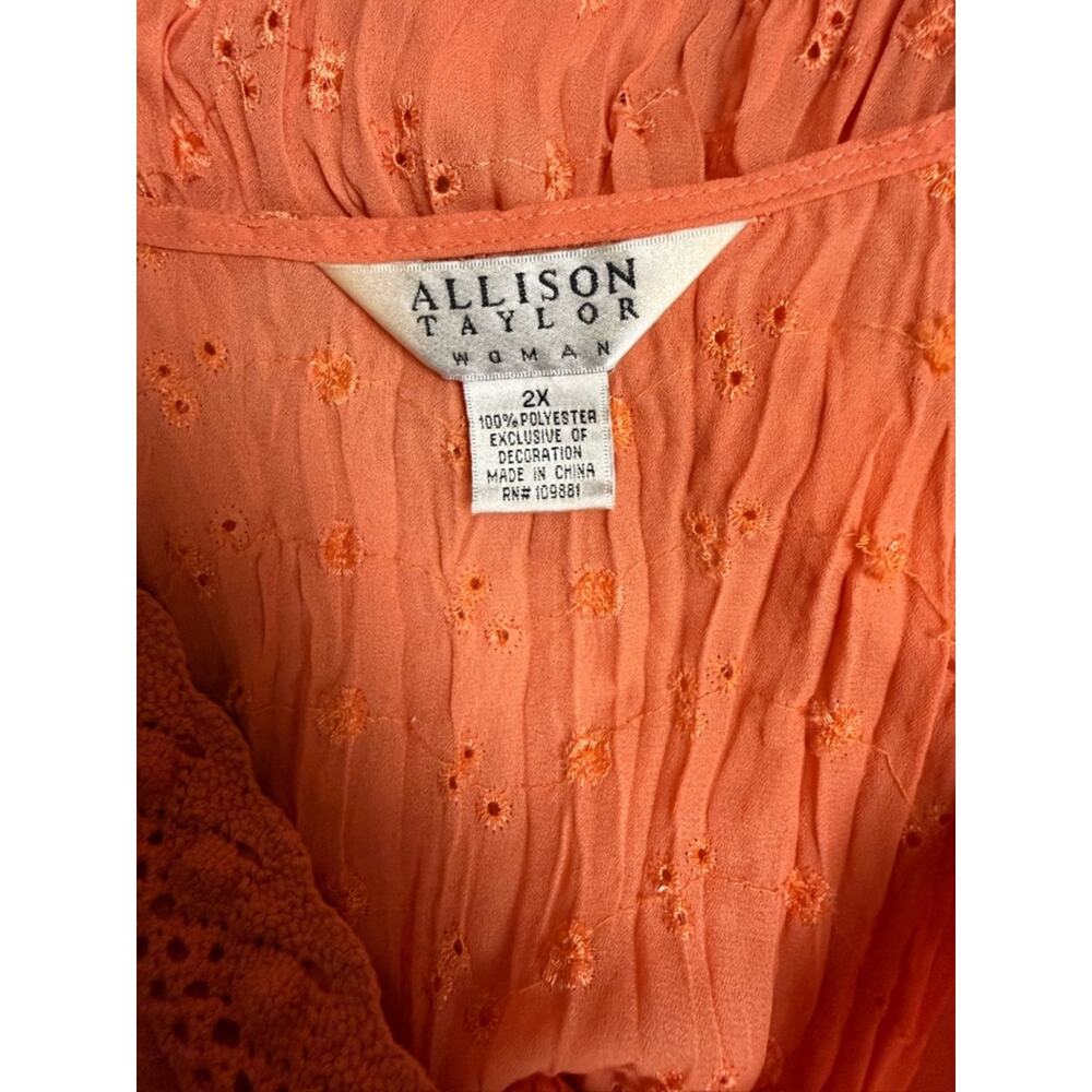 Allison Taylor Coral Embroidered V-Neck Boho Tunic 2X - Picture 7 of 7